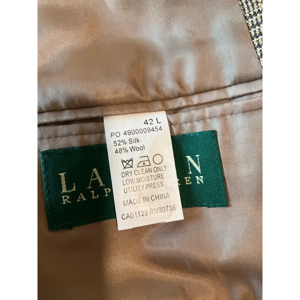 Ralph Lauren Blazer Sports Coat 2 Button Silk Wool Plaid Academia Heritage 42L